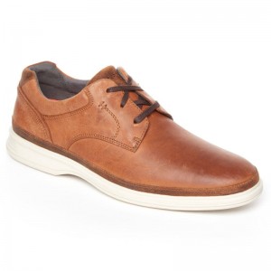 Men Rockport DresSports 2 Go Plain Toe Dress Shoes Brown USA | IK2-99409