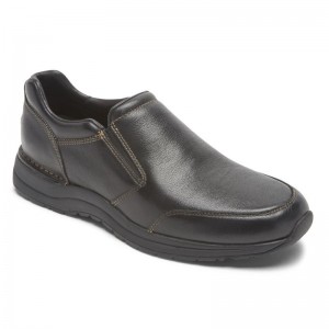 Men Rockport Edge Hill 2 Double Gore Slip-On Dress Shoes Black USA | UK5-10181