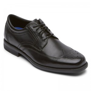 Men Rockport Isaac Wing Tip Dress Shoes Black USA | NS0-62016