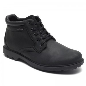 Men Rockport Storm Surge Plain Toe Work Boots Black USA | OY0-63586