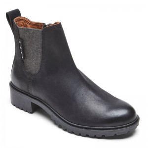 Women Rockport Winter Chelsea Waterproof Boots Black USA | CS6-42904